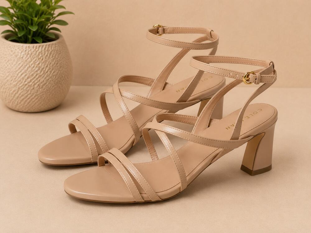 NWT Cole Haan Women's Addie Strappy Heeled Sandals Brush Leather Size 9.5